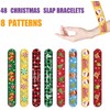 CCINEE 48pcs Christmas Slap Bracelets,Xmas Santa Elk Snap Bracelet Wristband