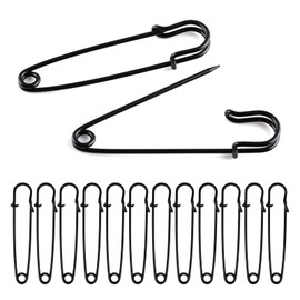 15 Pcs Large Safety Pins, 75mm /3 Inch Duty Safety Pins, Strong Heavy Duty Extra Large Black Safety Pin for Clothes, Safetypin for Fixed Blankets,Shawl for Thick Fabric,Leather,Crafts (black)