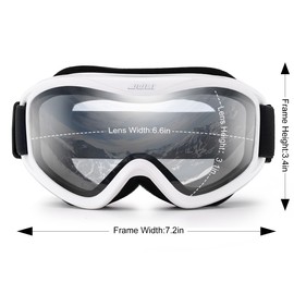 JULI Ski Goggle/Snow Snowboard Goggles for Men, Women & Youth - 100% UV Protection Anti-Fog Dual Lens(White Frame+83% VLT Clear Lens)