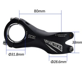 UPANBIKE 31.8mm Bicycle Stem 15 Degree Handlebar Stem Length 80mm Bicycle Stem for Mountain Bike, Road Bike, MTB, BMX