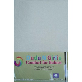 Dudu N Girlie Moses Basket Fitted Sheets Set - 100% Jersey Cotton Bassinet Size Newborn Hypoallergenic Breathable Easy Care Soft Fitted Sheet For Baby Bassinet (Pack of 2, Cream & Grey)