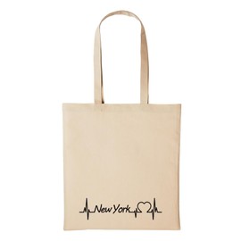 Hellweg Druckerei Jute Bag New York Heart Pulse State USA Sticker Love Love Gift Idea 10 Litre Shopping Bag Natural Cotton, natural