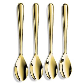Demitasse Espresso Spoons,Forged 18/10 Stainless Steel Mini Teaspoons Coffee Spoons Bistro Spoons,Gold Plated Appetizer Spoons,4.7 Inch,Set of 4,Heavy Duty and Dishwasher Safe