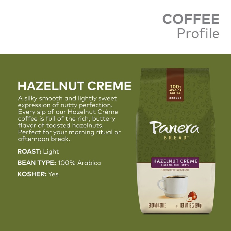 Panera Hazelnut Crème, Ground Coffee, Flavored Coffee, Bagged 12oz.