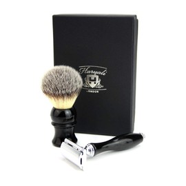 Luxury Men Grooming/Shaving Set(Synthetic Hair Brush DE Safety Razor) Gifts for DADS