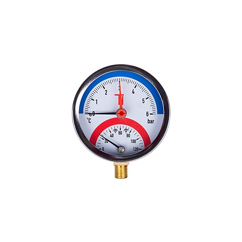 THERMIS Thermomanometer connection from below G1/2 (80 mm) 0-120°C (0-6