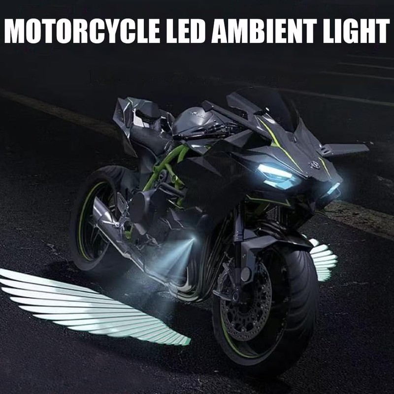 OBEST Motorcycle Modification Light, Angel Wing-Shaped LED Projection Light, Non-Perforated