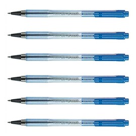 PILOT Pack of 6 Pens BPS-Matic Retractable Ballpoint-Blue