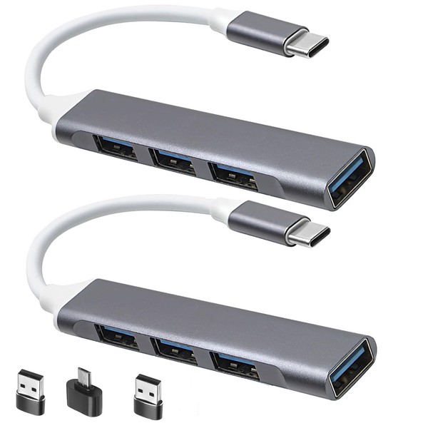 2 USB C Hub, 4 Ports USB 3.0 Hub Splitter,