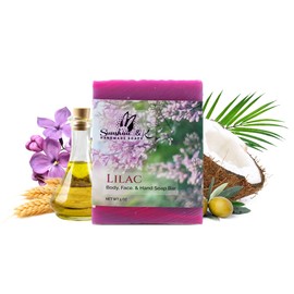 Sunshine & K Handmade Soaps Lilac - Body & Hand Soap Bar, Handmade Bath Soap, Moisturizing Bar Soap With Beeswax, Rice Bran Oil, & Natural Base Oils, Soap Bars, 5 oz - Sunshine & K Handmade Soaps