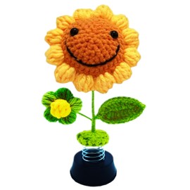 Tongyixin Nodding Figure Car Decoration, Nodding Dog for Car, Knitted Sunflower Bobble Figure, Parents' Dashboard, Funny Gifts for Men, Women, Family and Friends