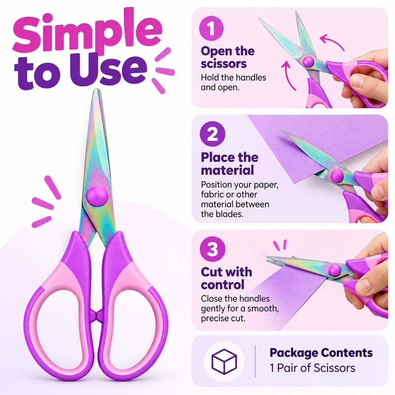 Titanium-Plated Craft Scissors for Sewing & DIY Projects – Versatile