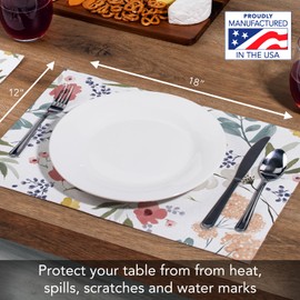 Highland Home Meadow Flowers 4-Pack Poly-Cotton Blend Placemats Manufactured in The USA Machine Washable Dryer Safe