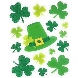 Nantucket St Patricks Day Vinyl Window Clings (Glitter Shamrocks)