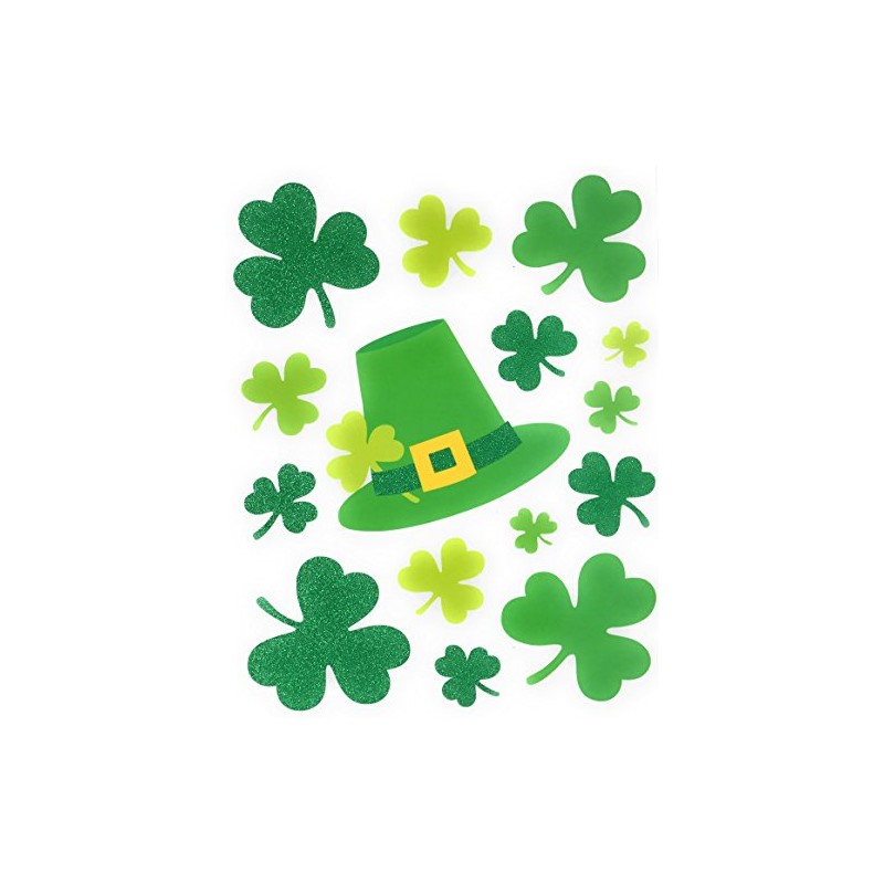 Nantucket St Patricks Day Vinyl Window Clings (Glitter Shamrocks)