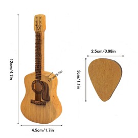 Wooden Guitar Picks, Guitar Picks, Guitar Set, 3 Pieces Guitar Paddle and Guitar Stand, Plectrum Box, Guitar Accessories, Suitable for Music Performance Creation