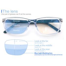 MODFANS Progressive Multifocus 3.5 Reading Glasses,Blue Light Blocking Glasses,Anti-Glare,Anti-Eye Fatigue,UV Protection for Computer/TV/Tablet/Phone,Readers with Comfort Sping Hinge