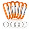 6 Pack Aluminum Multi-Color Carabiner Spring Clip Keychain (Orange, Large)