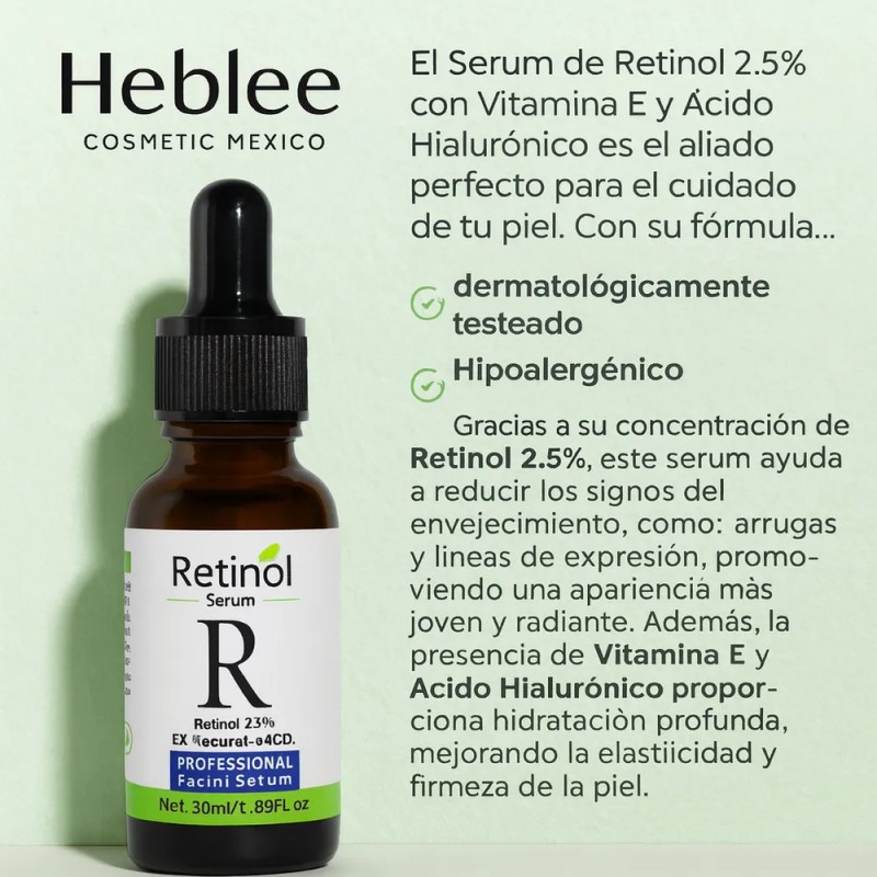 Suero Facial Retinol 2.5% Con Acido Hialuronico 30ml