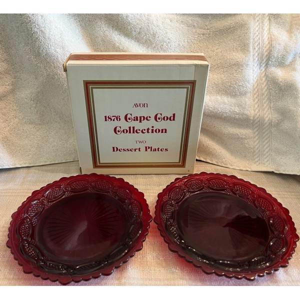 Avon 1876 Cape Cod Collection Avon Ruby Red Dessert Plates