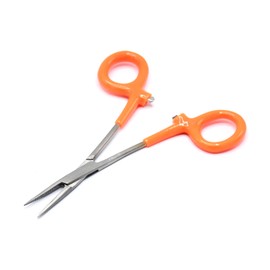 AAProTools Stainless Steel Hemostat Straight with Orange Rubber Grips Two Handles Locking Forceps, 5" Length