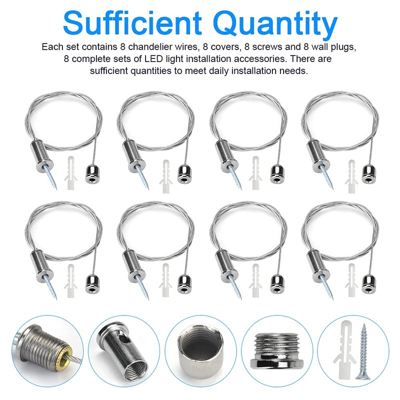 BUZIFU 8pcs Adjustable Picture Hanging Wires: 3.2FT Heavy Duty Stainless