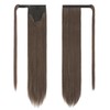 FESHFEN Long Straight Ponytail Extensions Wrap Around Clip in Synthetic