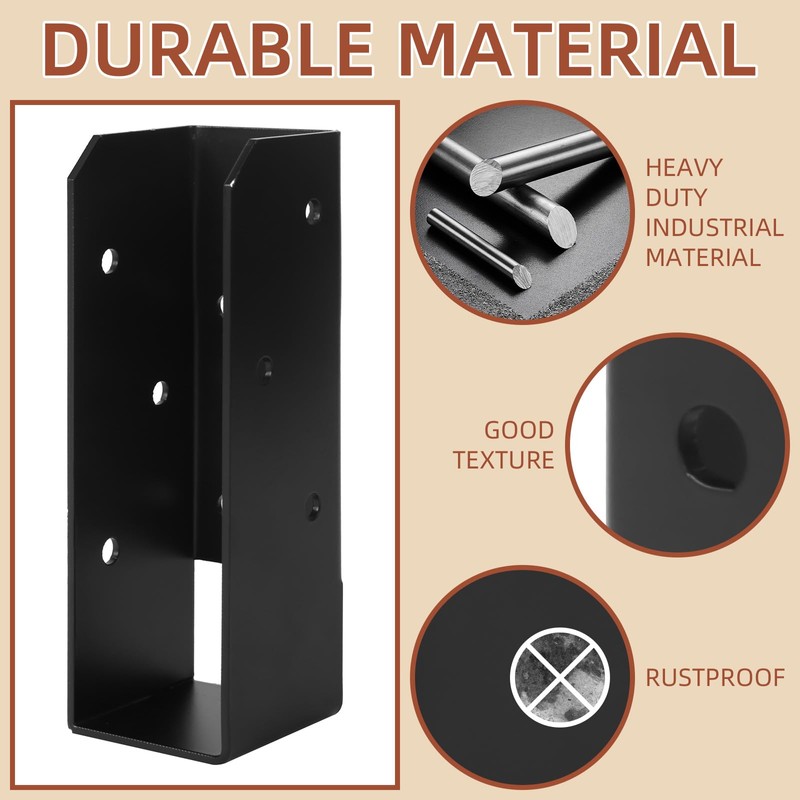 Rasugarlary 2x6 Joist Hanger Bracket, 12 Pcs, Black, Carbon Steel,