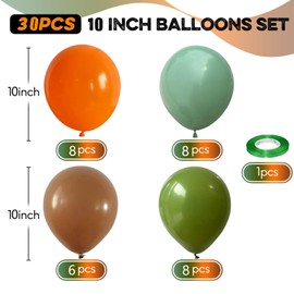 Fesnova Meerjungfrau Grün Orange Braun Creme Luftballons,30 Stück 10 Zoll Latex Luftballons Geburtstag Set,für Herbstdeko Thanksgiving Wald Party Kinder Geburtstag Babyparty Dekoration