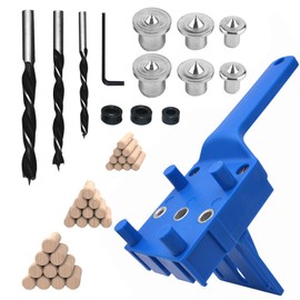 Oiieco 44Pcs Handheld Dowel Jig Kit, Wood Drilling Doweling Hole Saw Tools,Wood Drilling Hole Saw Tools,Woodworking Dowel Jig Kit 6/8/10mm for Wooden Drilling and Locating
