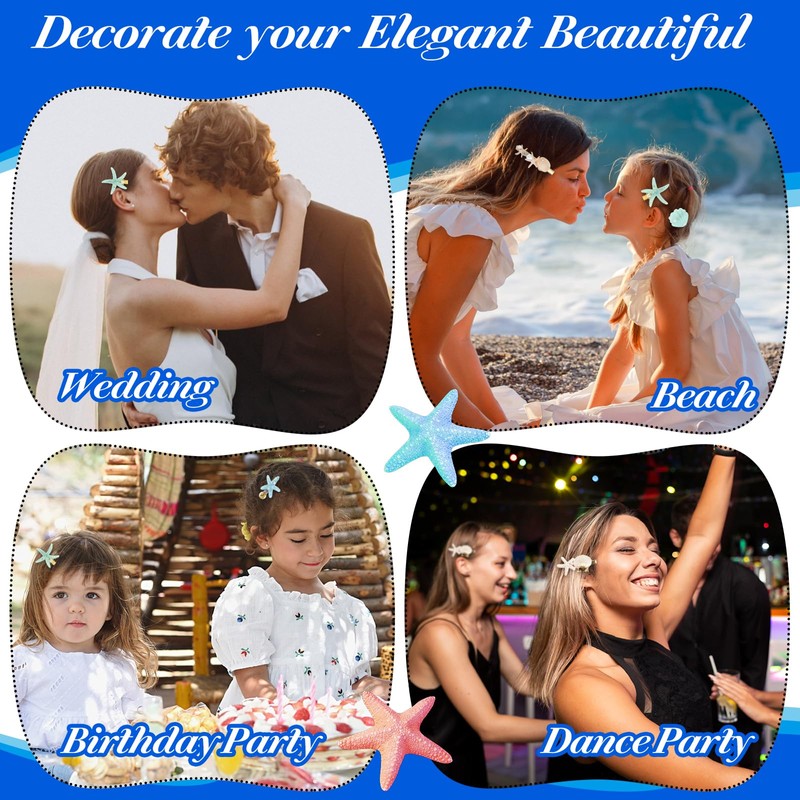 Tyqour 5 Pcs Shell Pearl Starfish Hair Clip Set for