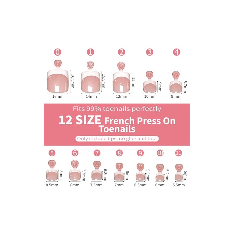 Uñas postizas francesas para los pies - 120 piezas de