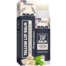 Beef Tallow Lip Balm – Natural Tallow Beeswax Chapstick – Hydrating Moisturizer Grass Fed Bison Tallow Balm Lip Care – Soothes Chapped, Dry Lips, Sensitive Skin – Long Lasting & Vitamin Rich USA-Made