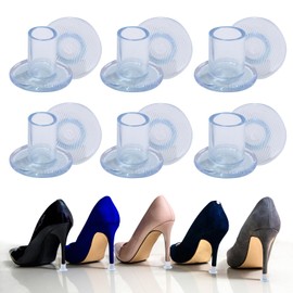 AKOFIC 6 Pairs High Heel Protectors, 3 Sizes Clear Shoe Heel Savers for Walking on Grass, Non-Slip Heel Stoppers, Noise Reducing Stiletto High Heel Covers for Weddings, Outdoor, Uneven Floor