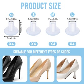 8 Pairs High Heel Protectors Heel Stoppers for Grass, 4 Sizes Stiletto High Heel Protectors for Women Wedding Shoes, Heel Covers Caps for High Heels Outdoor Wedding Event Formal Occasions (XS,S,M,L)