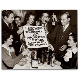 No Intoxicating Liquor: 11x14 Unframed Poster-Funny Vintage 1920s Retro Photos for Speakeasy & Bootleggers - Prohibition Era Bar Black & White Photo, Antique Historical, Modern Lounge & Home Bar Décor