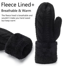 XuoAz Adult-Winter-Warm-Mittens Thermal-Fleece-Gloves Knit Cute-Mittens for Women Cold Weather
