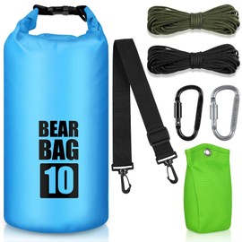 BELCKOS Bear Food Bag Hanging System, Bear Bags for Food Backpacking, Ultralight 10L Waterproof Camping Bear Proof Food Storage Canister Pulley System with Paracord, Carabiner, Throw Bag