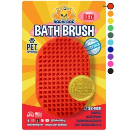 Bodhi Dog Shampoo Brush - Pet Grooming & Bath Supplies for Cats and Dog - Bath Brush for Long & Short Hair - Premium Scrubber for Shower, Bathing & Massage (One Pack, Red)