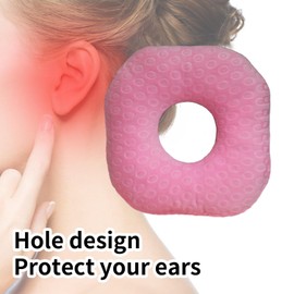 Ear Piercing Pillow for Side Sleepers with Hole for Ear Pain CNH, Donut Pillow for Releasing Ear Inflammation Pressure Sores Ear Pain, Ear Guard Pillow and Sleeping Pillow for Side Sleeper (Pink)