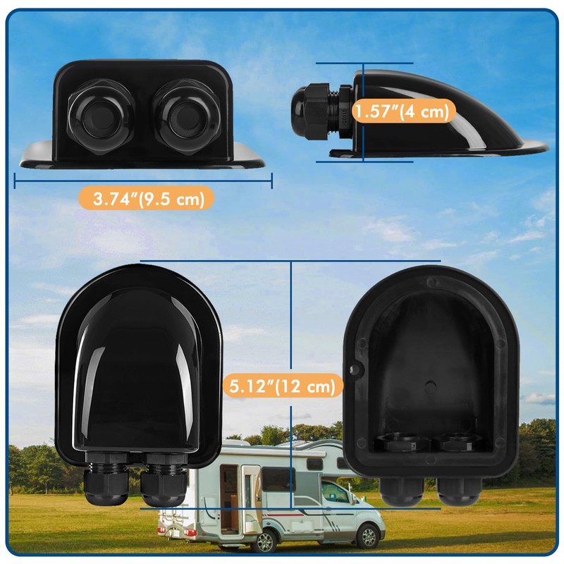 2 Pack of IP68 Waterproof Solar Cable Entry Gland by