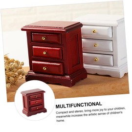 SAFIGLE Dollhouse Wooden Bedside Table Mini Dresser with Storage Furniture for Miniature Dollhouse Adornment and Accessory for Kids Playtime