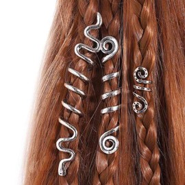Danshinbow 3Pcs Vintage Spiral Loc Snake Hair Braid Metal Hair Clips Hair Cuffs Serpent Celtic Irish hair Accessories Jewelry Music Festival (Silver)