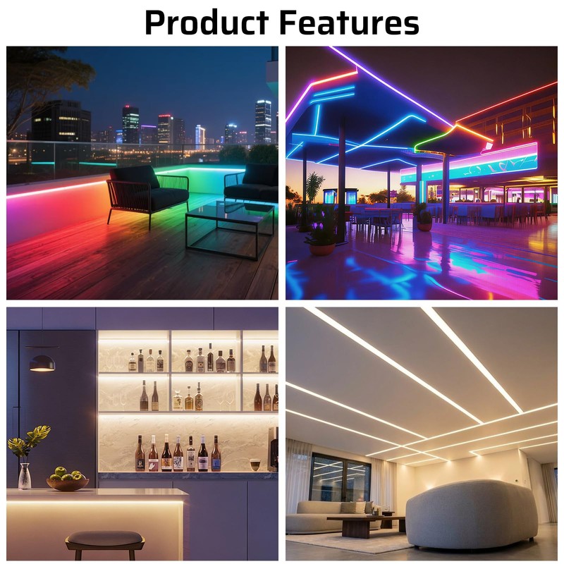 Silicone LED Channel 16.4FT, Flexible Neon Tube Light Cover for