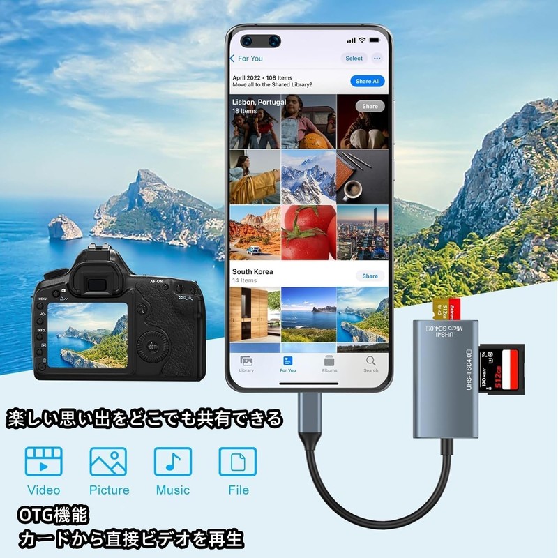 DCHAV UHS-II SD Card Reader USB-C and USB-A Compatible SD4.0