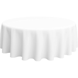 shopdp White Plain Tablecloth, Table Cover, 100% Cotton, Rectangle, Scandinavia, Pastoral Style (Round Diameter 55.1 inches (140 cm)