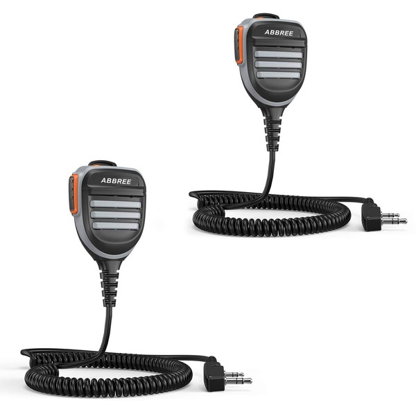 ABBREE AR-780 Two Way Radio Rainproof Handheld Speaker Mic Microphone, Remote Shoulder Mic for UV-5R Series Walkie Talkie (for UV-5R-2Pack)