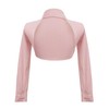 Girls Long Sleeve Cropped Open Front Dance Shawl Tops Pink