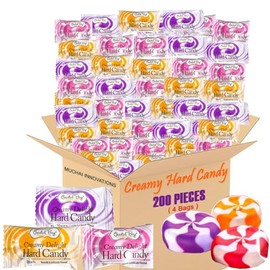 Creamy Delight Hard Candy 4 Bags Individually Wrapped - Strawberry, Peach & Blackberry Flavors - 24 oz Total (200 count)