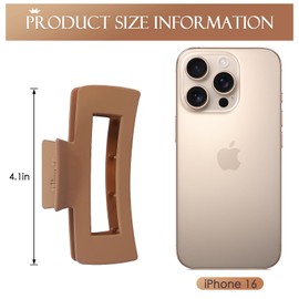 8 Pcs Large Hair Claw Clips 4.1 Inch Non-slip Big Square Matte Hair Claws for Women, Strong Hold Banana Clip for Thick Thin Hair(Multi-color)